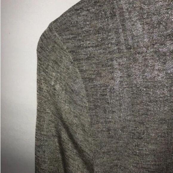 Women's Trouve Metallic Silver Gold Long Sleeve Wrap Top - Picture 10 of 11